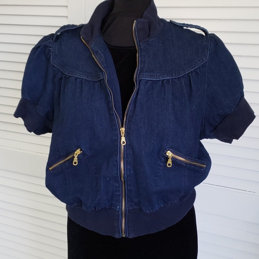 Jacket, blue ljean cropped